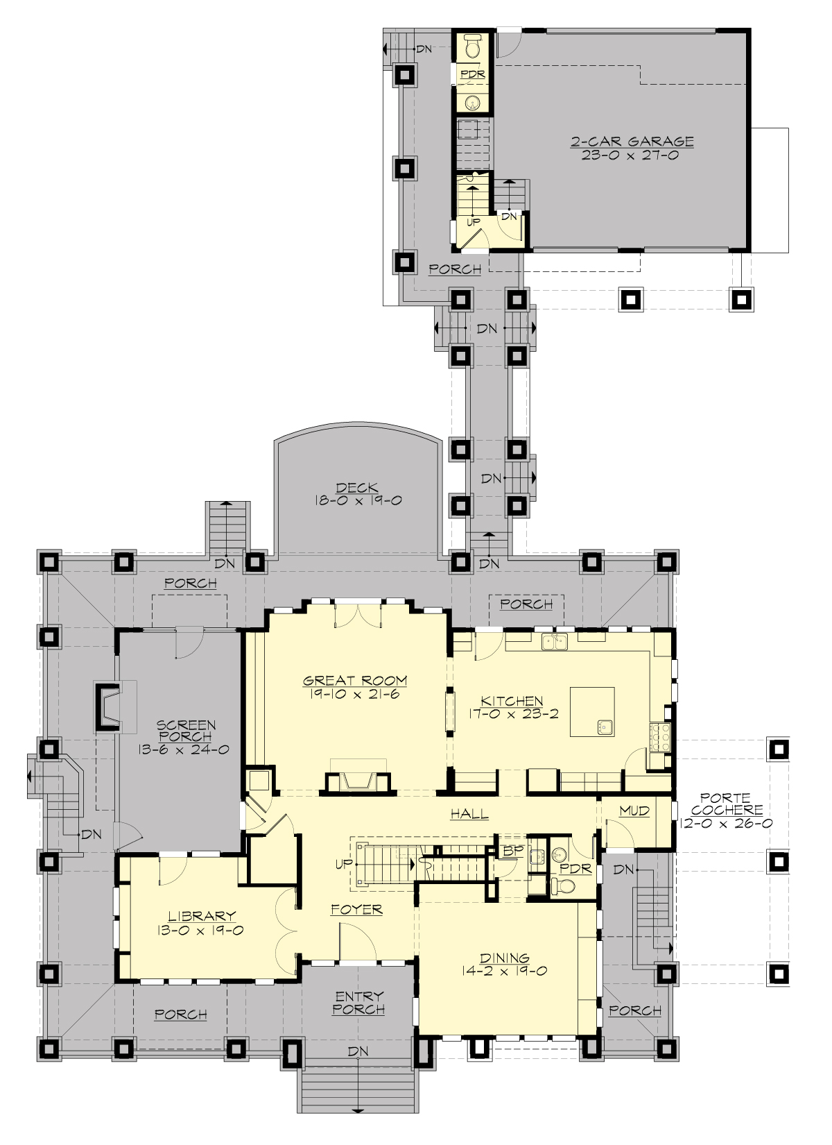 M3963A-0 New Blue Bungalow Main Floor